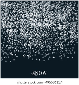 Falling snow on blue background. Christmas Holiday Mood. New Year Background, Vector Illustration.