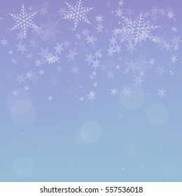 falling snow on the blue background - vector image