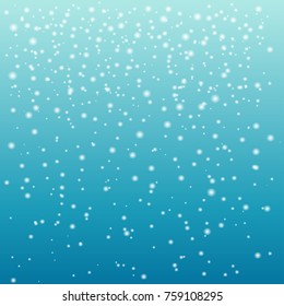 Falling snow on blue background with gradient. Vector illustration