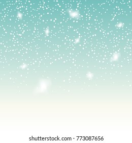 Falling snow on the blue background. Christmas snowflake vector backdrop. White snow decoration isolated.