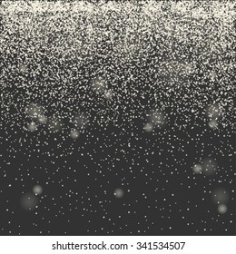 Falling snow on the dark background, vector