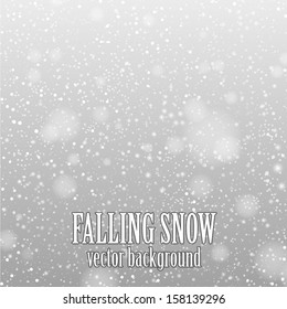 Falling Snow On The Gray - Vector Image