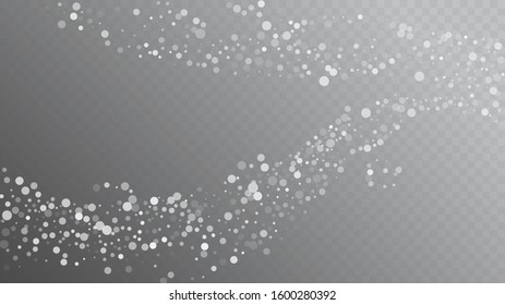 Falling Snow on Gray, Vector. Winter Holidays Storm Background. Falling Snowflakes, Night Sky. Advertising Frame, New Year, Christmas Weather. Elegant Scatter, Grunge White Glitter. Cold Falling Snow