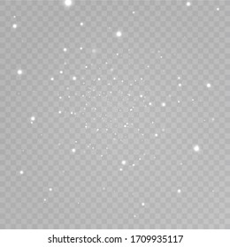 Falling Snow on Gray, Vector.  Christmas Weather. Background.Glow light effect. Vector illustration. Christmas flash. dust. 