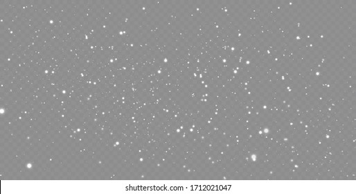 Falling Snow on Gray, Vector.  Christmas Weather. Background.Glow light effect. Vector illustration. Christmas flash. dust.  