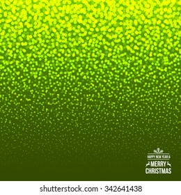 Falling Snow on the Green Background. Christmas Holiday Background. New Year  Background, Vector Illustration.