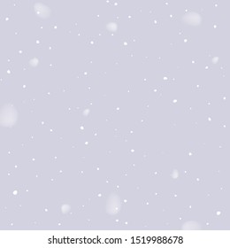 Falling snow on light blue background. Vector holiday background