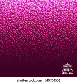 Falling Snow on the Pink Background. Christmas Holiday Background. New Year  Background, Vector Illustration.