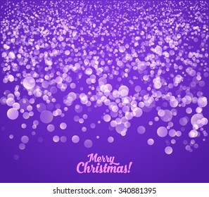 Falling Snow on a Purple Background. Christmas Holiday Mood Background. New Year Weather Background, Vector Illustration.