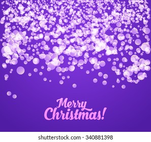 Falling Snow on a Purple Background. Christmas Holiday Mood Background. New Year Weather Background, Vector Illustration.