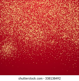 Falling Snow on the Red Background. Christmas Holiday Mood Background. New Year Weather Background, Vector Illustration.