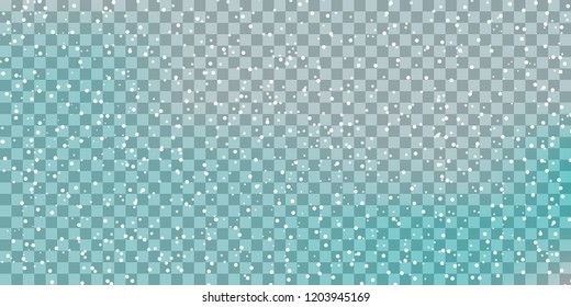 Falling snow on a transparent background. Vector illustration. Winter snowing sky. Eps 10.