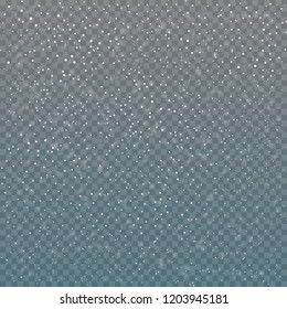 Falling snow on a transparent background. Vector illustration. Winter snowing sky. Eps 10.