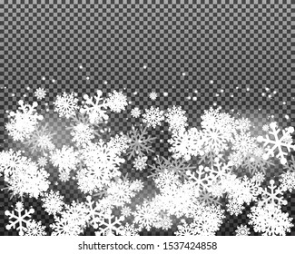 Falling Snow on the Transparent background Vector.