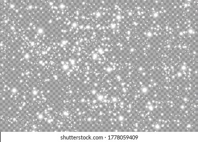 Falling snow on a transparent background