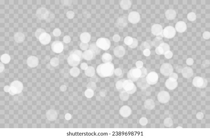 Caer nieve en un fondo transparente. Ilustración del vector 10 EPS. Resumen del fondo de copos de nieve. Caída de la nieve.	