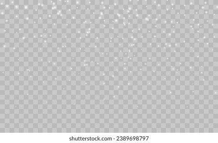 Falling snow on a transparent background. Vector illustration 10 EPS. Abstract snowflake background. Fall of snow.	