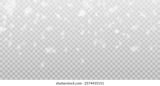 Falling snow on a transparent background. Vector illustration 10 EPS. Abstract snowflake background. Fall of snow.	