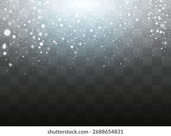 Queda de neve em um fundo transparente. Ilustração vetorial.
