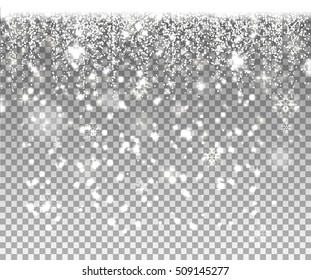 Falling Snow On A Transparent Background. Vector Illustration 10 EPS. Abstract Snowflake Background. Fall Of Snow.