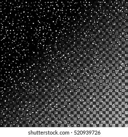 Falling snow on transparent background, vector