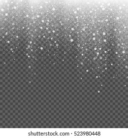 Falling snow on a transparent background. Vector illustration