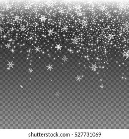 Falling Snow On A Transparent Background. Vector Illustration