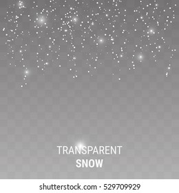 Falling Snow On A Transparent Background. Shiny Snowflakes