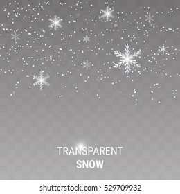 Falling Snow On A Transparent Background. Shiny Snowflakes