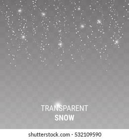 Falling snow on a transparent background