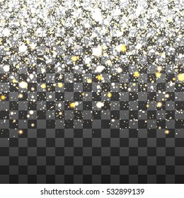 Falling snow on a transparent background. Vector illustration .Abstract snowflake background.

