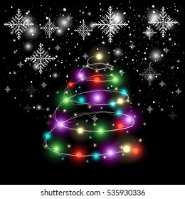 Falling snow on a transparent background Season decorative background. New Year holidays vector illustration blurry lights Merry Christmas and Happy New Year Card Xmas Decorations