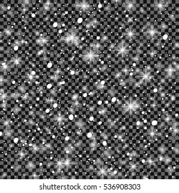 Falling snow on a transparent background. Vector illustration 10 EPS. Abstract snowflake background. Fall of snow.