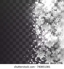 falling snow on a transparent background