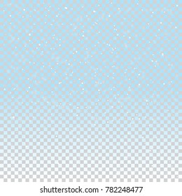 Falling snow on a transparent background. Vector illustration. Winter snowing sky. Eps 10.