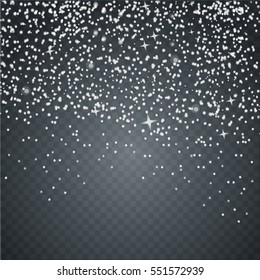 Falling snow on a transparent background.Snowflakes, snowfall. Vector illustration. EPS 10