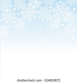 Falling snow over blue background, vector illustration. Winter snowflakes