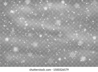 Falling Snow Overlay Background. Snowfall Winter Christmas Background. Vector Illustration.