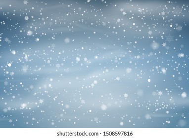 Falling Snow Overlay Background. Snowfall Winter Christmas Background. Vector Illustration.