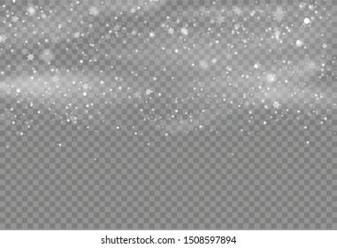 Falling Snow Overlay Background. Snowfall Winter Christmas Background. Vector Illustration.