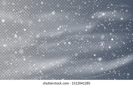 Falling Snow Overlay Background. Snowfall Winter Christmas Background. Vector Illustration.