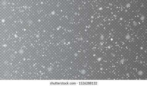 Falling Snow Overlay Background. Snowfall Winter Christmas Background. Vector Illustration.