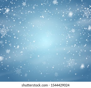 Falling Snow Overlay Background. Snowfall Winter Christmas Background. Vector Illustration.