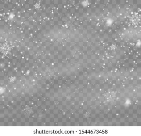 Falling Snow Overlay Background. Snowfall Winter Christmas Background. Vector Illustration.