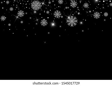 Falling Snow Overlay Background. Snowfall Winter Christmas Background. Vector Illustration.
