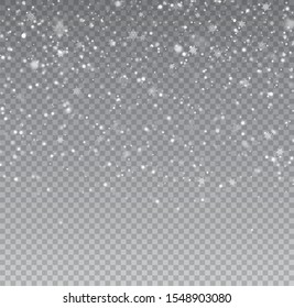 Falling Snow Overlay Background. Snowfall Winter Christmas Background. Vector Illustration.