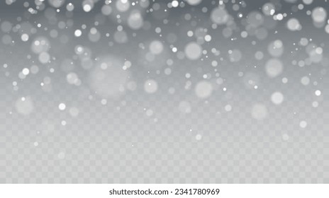 Falling Snow Overlay Background. Snowfall Winter Christmas Background. Vector Illustration.