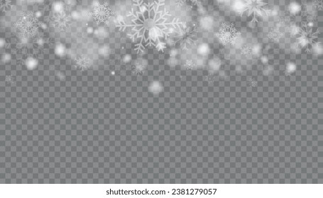 Falling Snow Overlay Background. Snowfall Winter Christmas Background. Vector Illustration.