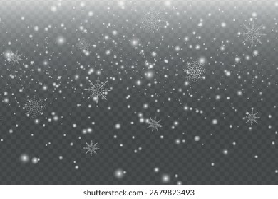 Fallender Schneeüberlagerungshintergrund. Schneefall Winter Weihnachten Hintergrund. Vektorgrafik.