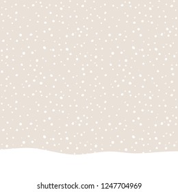 Falling snow pattern. White snow vector background. Winter snowfall